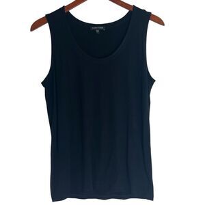 Eileen Fisher Womens Scoop Neck Stretch Rayon Jersey Tank Top Black Size Small